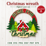Layered Christmas Wreath SVG | Holiday Door Hanger Laser Cut - Image 11