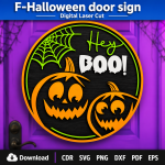 Halloween Door Sign SVG | Spooky Welcome Sign Laser Cut File | Digital Download | CDR SVG PNG DXF PDF EPS - Image 11