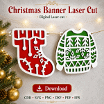 Merry Christmas Banner SVG | Laser Cut Garland File - Image 11