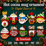 Hot Chocolate Mug Ornament SVG | Christmas Laser Cut File