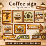 Coffee Bar Sign SVG | Laser Cut Kitchen Decor