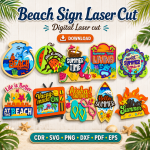 Beach House Sign SVG | Coastal Wall Decor Laser Cut File | Instant Download | CDR SVG PNG DXF PDF EPS