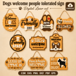 Funny Dog Sign SVG | Dogs Welcome People Tolerated | Laser Cut File | Digital Download | Instant Download | CDR SVG PNG DXF PDF EPS