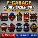 Garage Signs SVG | Garage Wall Decor Laser Cut File | Digital Download | CDR SVG PNG DXF PDF EPS