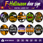Halloween Door Sign SVG | Spooky Welcome Sign Laser Cut File | Digital Download | CDR SVG PNG DXF PDF EPS