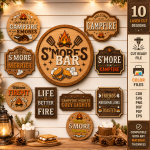 S’mores Station Sign SVG | Rustic Dessert Table Decor | Wedding Campfire Bar Sign | Digital Laser Cut File