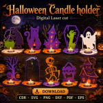 Halloween Candlestick SVG | Wooden Candle Holder Laser Cut