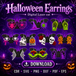 Spooky Earrings SVG | Halloween Jewelry Laser Cut File