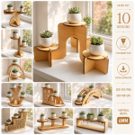 Wooden Succulent Plant Stand | Modern Plant Shelf for Indoor Plants | Cactus Holder Rack | Boho Home Decor Organizer | Plant Display Shelf