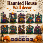 Haunted House SVG | Halloween Wall Decor Laser Cut
