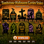 Halloween Graveyard Stakes SVG | Tombstone Yard Decor Laser Cut