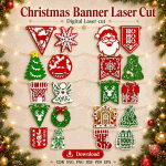 Merry Christmas Banner SVG | Laser Cut Garland File