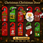 Christmas Door Sign SVG | Wooden Door Hanger Laser Cut