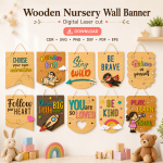 Nursery Wall Banner SVG | Wooden Baby Room Decor Laser Cut