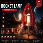 Rocket Lamp Laser Cut Files SVG 3D Wooden Rocket Lamp Vector CNC Glowforge DXF AI EPS PDF DIY Rocket Night Light Digital Download