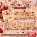 Valentine Wooden Card SVG, Laser Cut Greeting Card Template, Valentine's Day Gift Design, DIY Wood Card File, Digital Download Instant Download