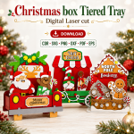Christmas Tiered Tray Box SVG | Wooden Mini Crate Laser Cut