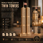 World Trade Center Twin Towers Laser Cut SVG | 3D Wooden Architecture Model | DXF PDF AI Files | CNC Laser Cut Template | Digital Download