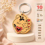 Valentine Love Keychain SVG, Funny Heart Keychain Template, Valentine’s Day Laser Cut File, Couple Gift Design, Digital Download - Image 3