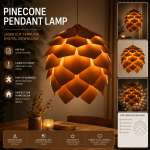 Pinecone Pendant Lamp SVG, Wooden Pendant Lamp, Laser Cut Files, Hanging Lamp Template, Glowforge Files, LightBurn Files, xTool Files, CNC Files, Digital Download