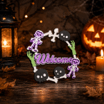 Halloween Wreath SVG Bundle, Layered Halloween Door Wreath SVG, Spooky Season Welcome Sign, - Image 2