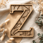 Floral Letter Z SVG | Laser Cut Letter Z File | Monogram Alphabet SVG | Glowforge LightBurn DXF EPS AI PNG PDF | CNC Wood Cut Design - Image 2