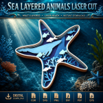 Sea Animals Layered Laser Cut SVG, Ocean Wildlife Wall Art, Marine Life Digital File, DXF PNG EPS PDF - Image 2