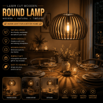Laser Cut Wooden Round Lamp SVG, Round Pendant Lamp DXF, Modern Ceiling Light Template, Glowforge Laser Cut File, CNC Plywood Lamp Design, Digital Download, Instant Download - Image 2