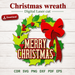Layered Christmas Wreath SVG | Holiday Door Hanger Laser Cut - Image 3