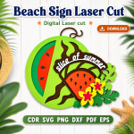 Beach House Sign SVG | Coastal Wall Decor Laser Cut File | Instant Download | CDR SVG PNG DXF PDF EPS - Image 3