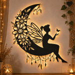 Fairy Moon Laser Cut Wall Decor Bundle,6 Fairy Moon SVG Files,Multilayer Moon Fairy SVG,Glowforge Laser Cut,CNC DXF PNG EPS,Digital Download - Image 4