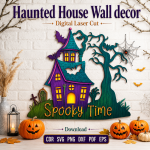 Haunted House SVG | Halloween Wall Decor Laser Cut - Image 3