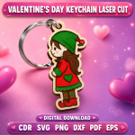 Valentine Keychain SVG, Love Heart Keychain Design, Laser Cut Keychain Template, DIY Valentine Gift, Digital Download File - Image 4