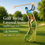 Golf 3D SVG Layered Laser Cut File, 6 Layer Golf, Glowforge Multilayer Plywood