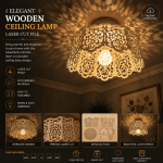 Ornate Wooden Ceiling Lamp Laser Cut File | SVG DXF AI EPS PDF | DIY Chandelier | Glowforge | LightBurn | CNC | Instant Download