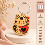 Valentine Love Keychain SVG, Funny Heart Keychain Template, Valentine’s Day Laser Cut File, Couple Gift Design, Digital Download - Image 7