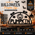 Halloween Pumpkin Sign SVG, Laser Cut Halloween Decor, Pumpkin Door Sign SVG, Halloween Porch Sign, Glowforge Files, xTool Files, Cricut SVG, LightBurn DXF, Wood Sign Template, SVG DXF EPS PNG AI, Digital Downloa