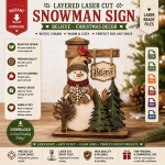 Snowman Cardinal Shelf Sitter Laser Cut File, Christmas Post Sign SVG, Wooden Holiday Decor DXF PDF EPS