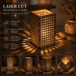 Laser Cut Wooden Lamp, Wooden Lantern Laser Cut File, SVG DXF AI EPS PDF, Modern Table Lamp, Glowforge File, LightBurn Template, CNC Wood Craft Pattern, Home Decor, DIY Wood Lamp, Digital Download, Instant Download