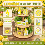 Lemonade Tiered Tray Laser Cut SVG, Summer Lemon Decor, DIY Wooden Tray Sign, Glowforge DXF PDF EPS PNG CDR - Image 2