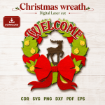 Layered Christmas Wreath SVG | Holiday Door Hanger Laser Cut - Image 4