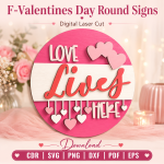 Valentines Day Round Sign SVG, Digital Download, Valentines Door Hanger, Laser Cut File, Farmhouse Valentines Decor, CDR SVG PNG DXF PDF EPS - Image 4