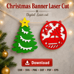Merry Christmas Banner SVG | Laser Cut Garland File - Image 4