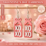 Valentine's Day Earrings 2 Romantic Earrings Template Instant Download - Image 6
