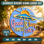 Summer Round Sign Bundle SVG, Beach Welcome Door Hanger, Laser Cut Round Sign DXF PNG EPS, Summer Porch Decor File - Image 11