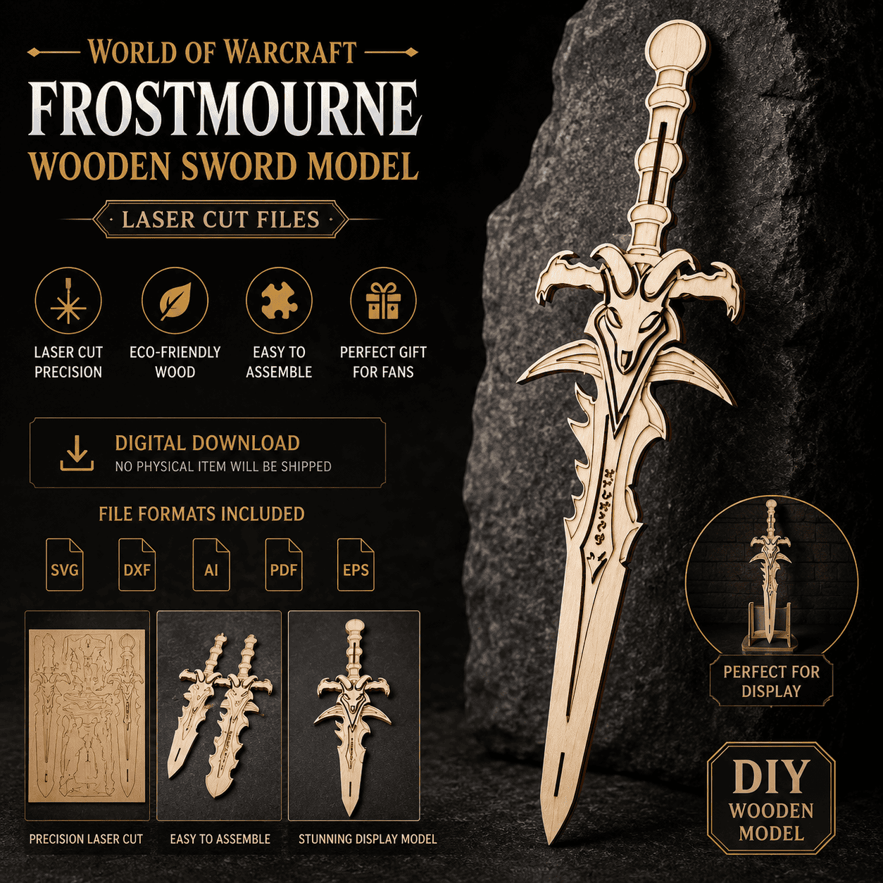 3c1811ed-de8f-4834-b23b-85e4ec6fa7c7(1) Frostmourne Wooden Sword Laser Cut Files | Fantasy Sword DIY Model | SVG DXF AI PDF EPS | Digital Download - Image 1