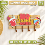 Summer Towel Rack Laser Cut File, Beach Pool Towel Holder SVG DXF, Wooden Summer Decor CNC Digital Download - Image 3