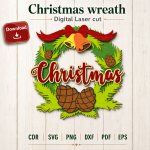 Layered Christmas Wreath SVG | Holiday Door Hanger Laser Cut - Image 5