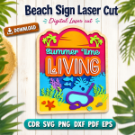 Beach House Sign SVG | Coastal Wall Decor Laser Cut File | Instant Download | CDR SVG PNG DXF PDF EPS - Image 5