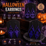 Halloween Earrings SVG Bundle, Laser Cut Skull, Ghost, Haunted House Earrings, Glowforge Files, Cricut SVG, SVG, DXF, EPS, PNG, AI